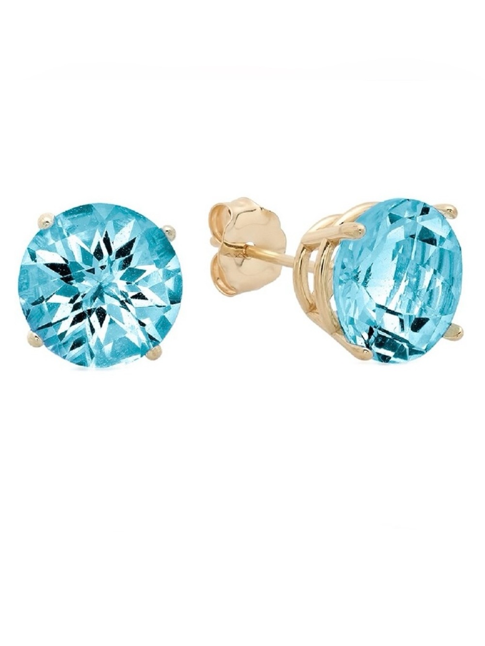 NIB 10K 4.10 ct. tw. Round Blue Topaz Studs